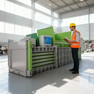 Horizontal side discharge hydraulic baler